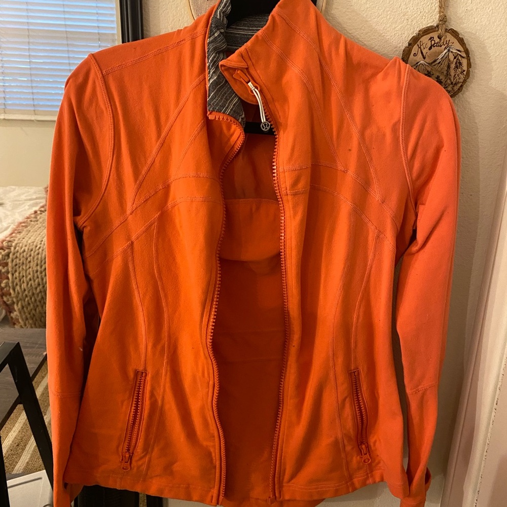 Small coral (pink/orange) LuluLemon Athletic Jacket